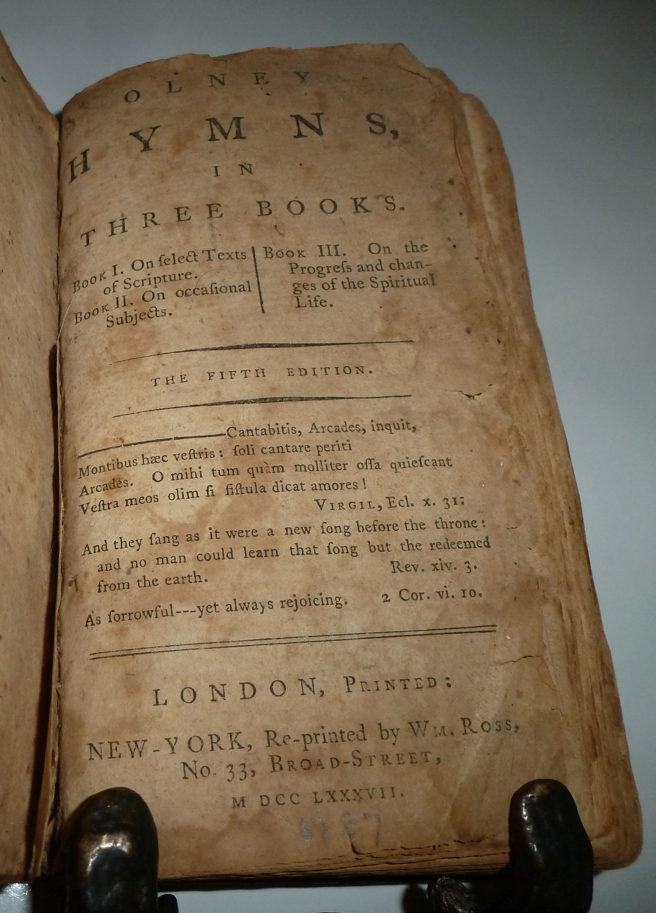Olney Hymns in Three Books. title page